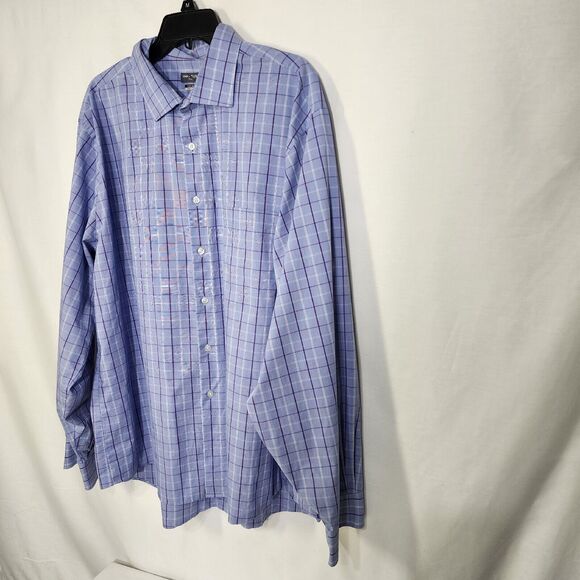Van Heusen Mens Dress Flex Shirt 18.5 36/37 Reg Blue Oeko Tex Button Long Sleeve - Picture 5 of 13
